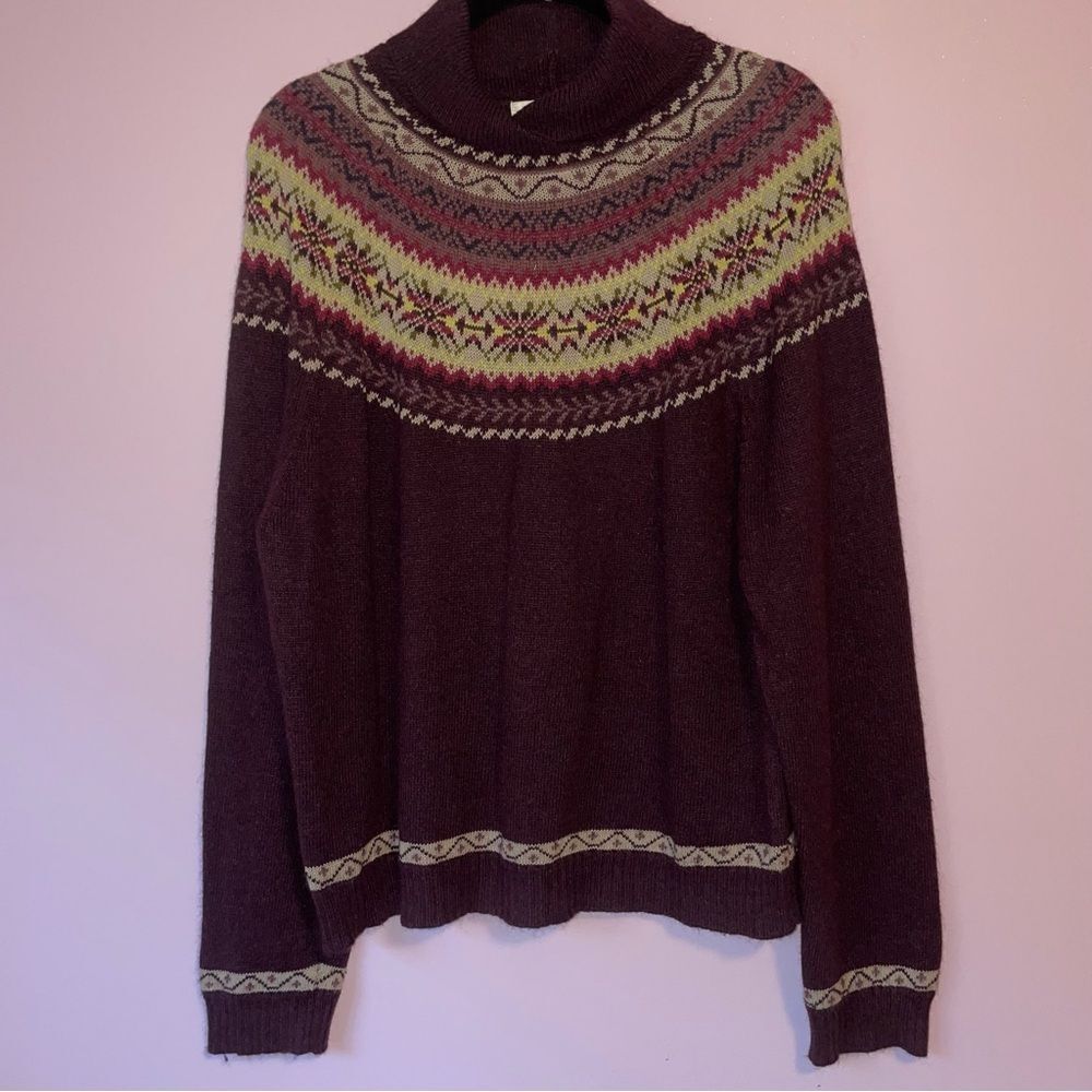 VTG Evan Picone Angora Blend Fair Isle Sweater XL Purple Knit